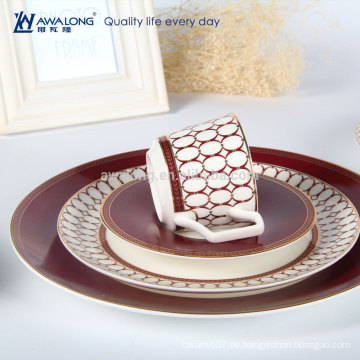 Awalong 4 Stück Knochen Porzellan Abendessen mit königlichen Design Keramik Geschirr Set gesetzt